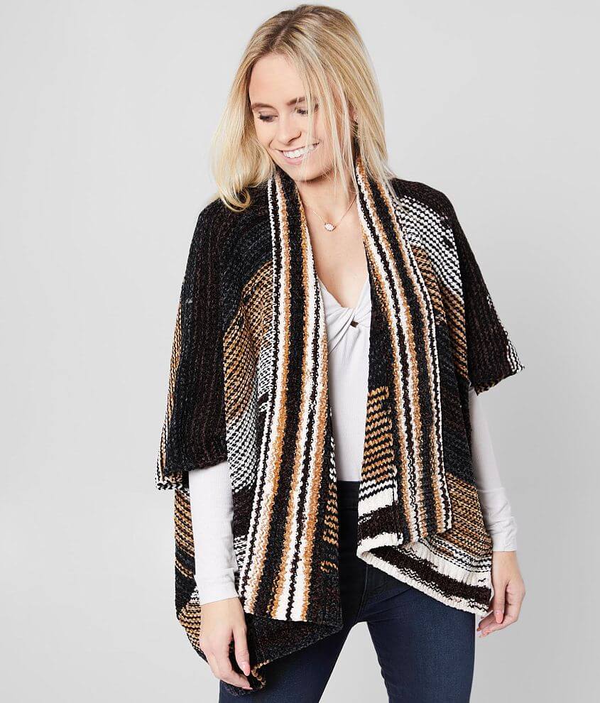 BKE Chenille Split Striped Cardigan Sweater