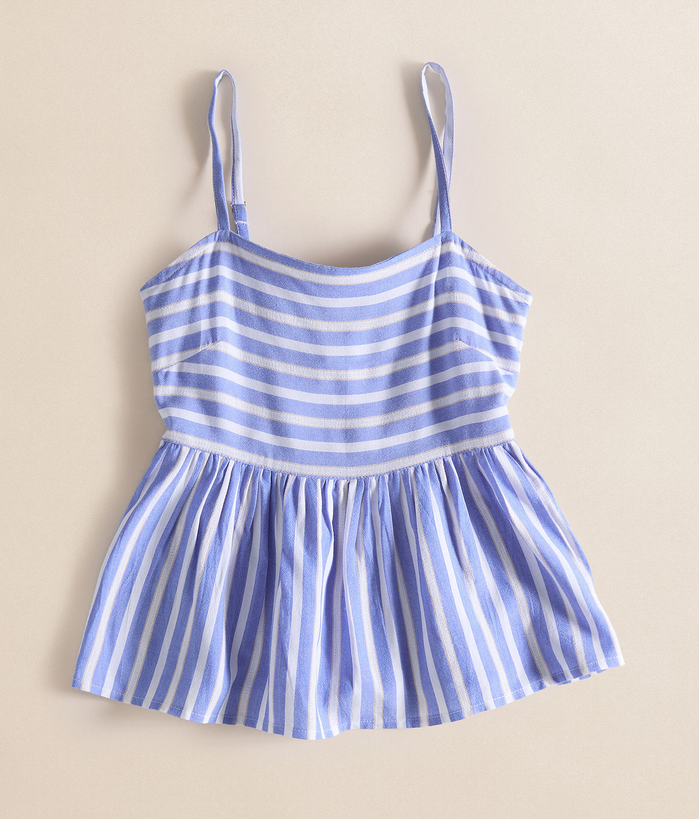 Girls - Angie Striped Peplum Tank Top - Girl's Tank Tops in Blue