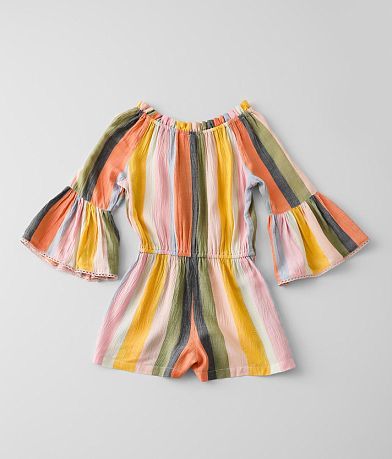 Angie Girls- Girls Striped Off The Shoulder Romper BACK