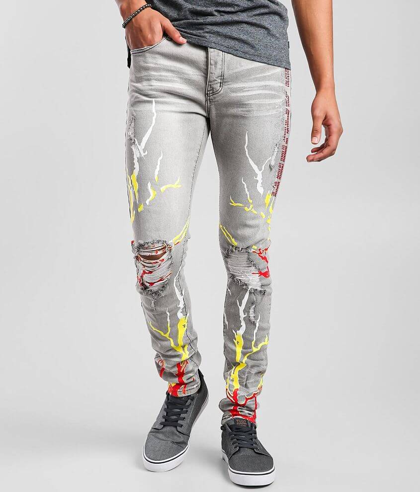 Amiri Grey Paint Splatter Jeans in Grey for Men