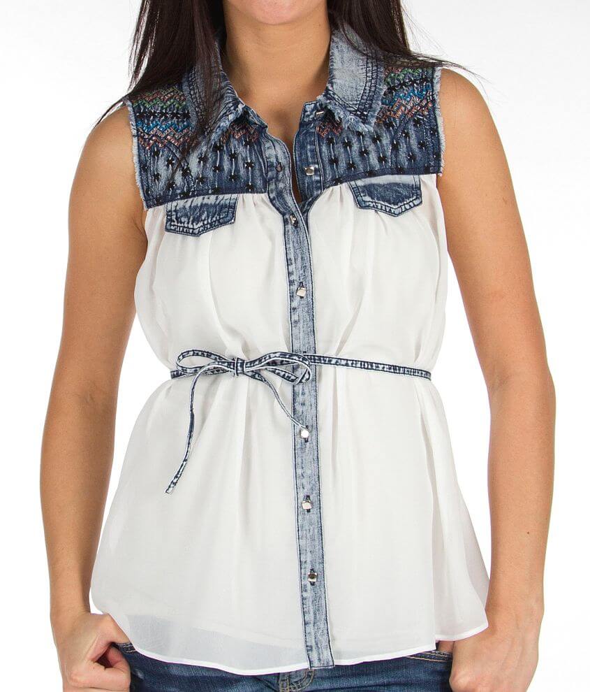 Daytrip Pieced Sleeveless Shirt front view