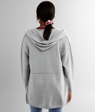 BKE Hooded Cardigan Sweater back view