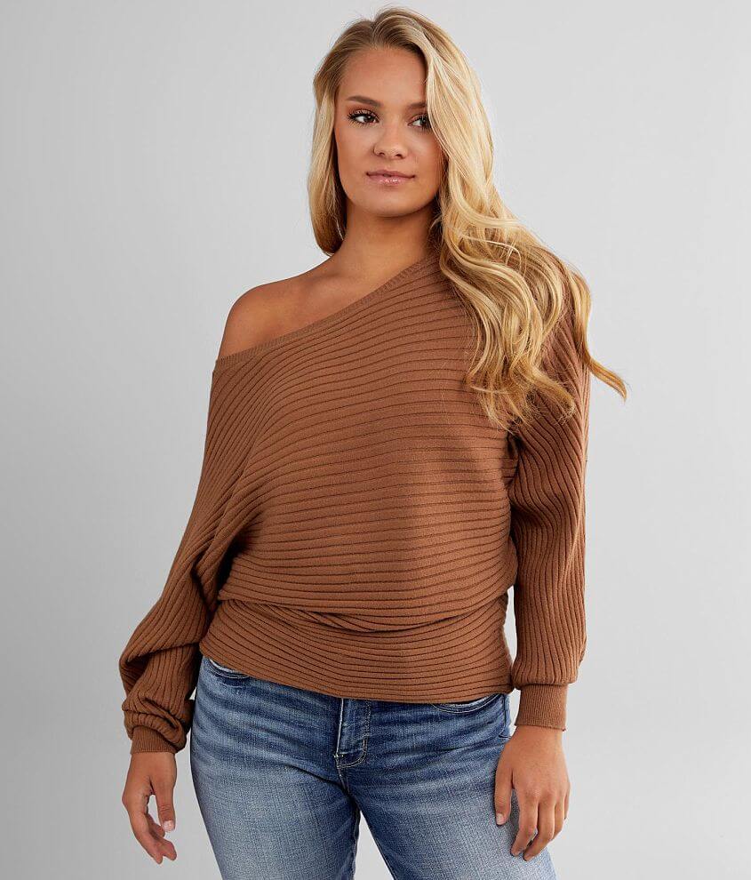 BKE Ribbed Pullover Sweater front view