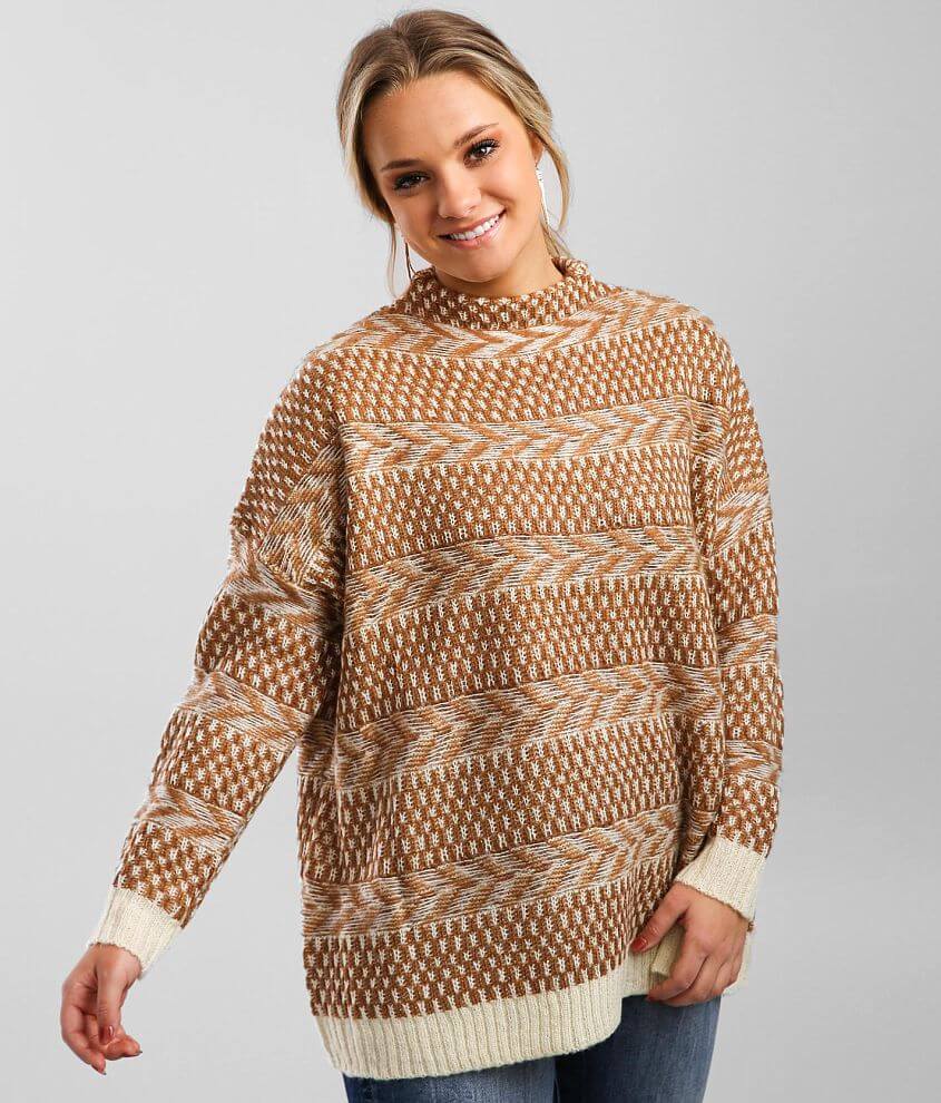 BKE Mock Neck Lurex Sweater front view