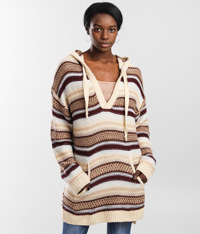 Oversized Jacquard-knit Sweater - Brown/striped - Ladies