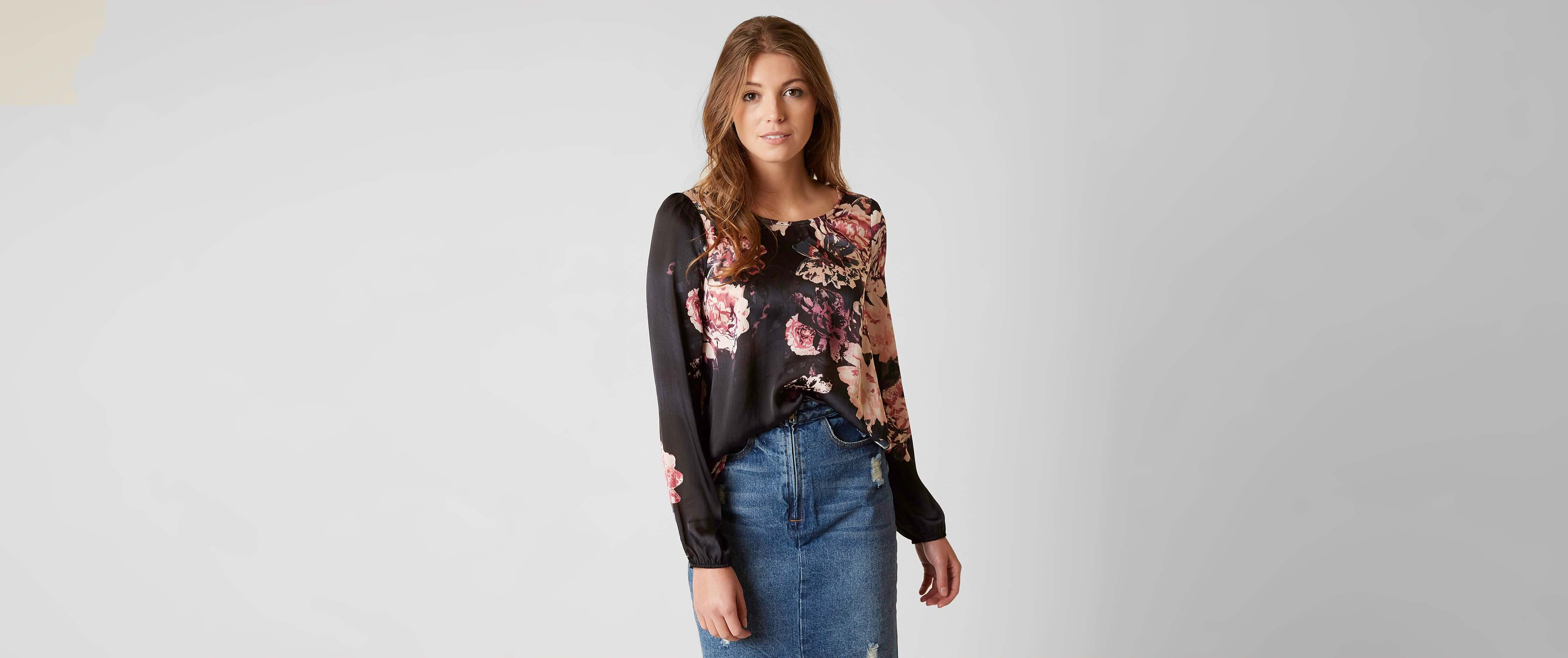 satin floral top