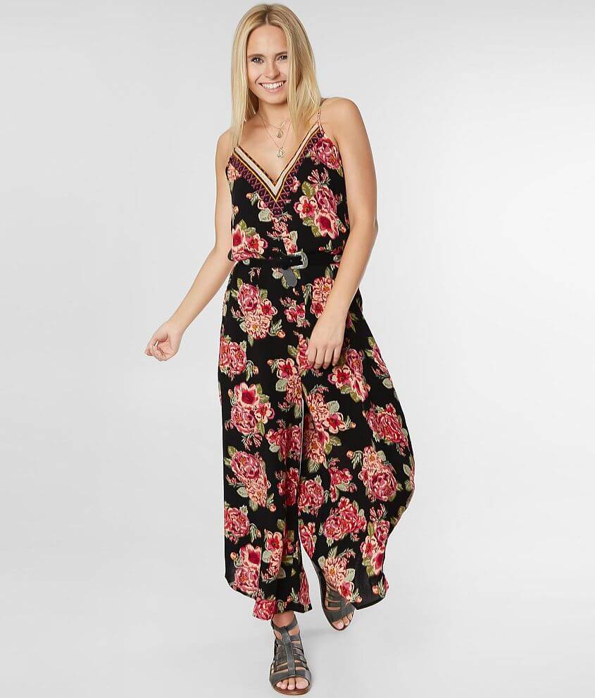 Eyeshadow Floral Wide Leg Jumpsuit front view