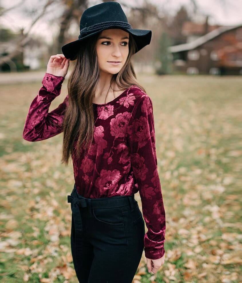 Image of Willow & Root Embossed Velvet Top