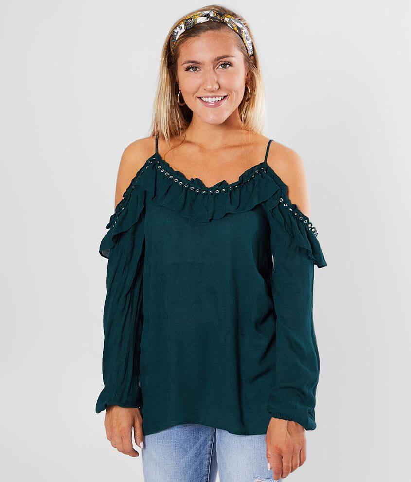 Daytrip Tonal Jacquard Top - Women's Shirts/Blouses in Rich Teal | Buckle