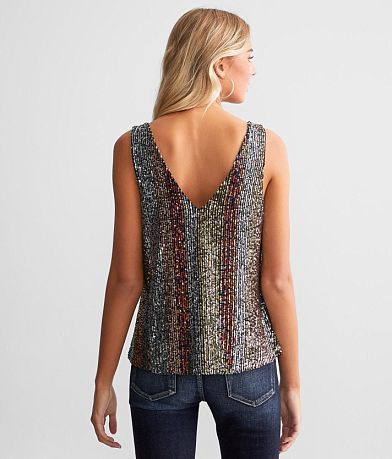 Daytrip Flowy Sequin Tank Top BACK