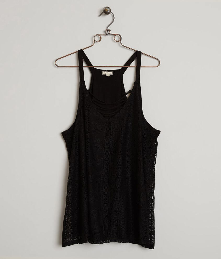 Eyeshadow Lace Tank Top - Plus Size Only front view