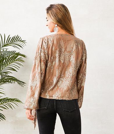 Willow &amp; Root Sequin Wrap Tie Top BACK