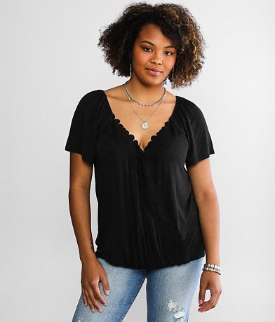 Daytrip Surplice Slub Knit Top front view