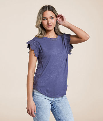 Floral Crochet Trim Top