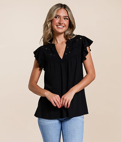 Daytrip Split Neck Top front view