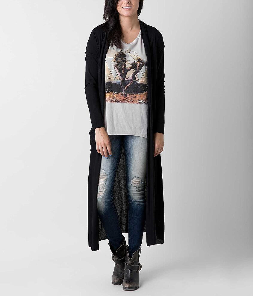 Eyeshadow Raw Edge Duster Cardigan front view