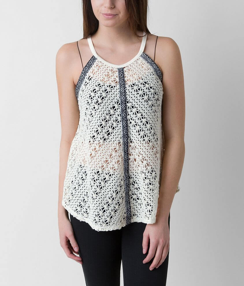 Eyeshadow Crochet Tank Top Women's Tank Tops in Natural Buckle