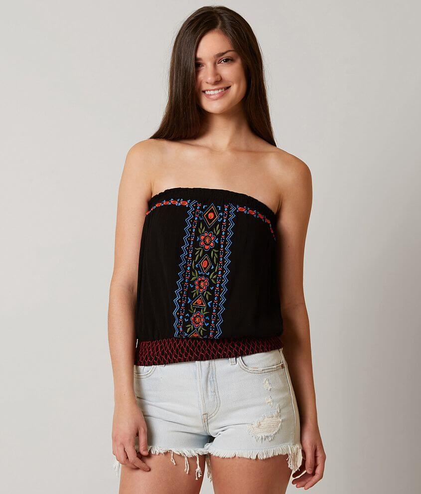 Eyeshadow Floral Embroidered Tube Top front view