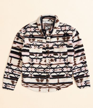 BKE Girls - Southwestern Fleece Shacket front view
