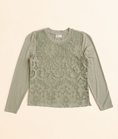 BKE Girls - Floral Lace Overlay Top front view