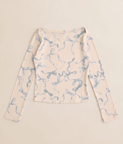 Eyeshadow Girls - Ribbed Bow Top front view