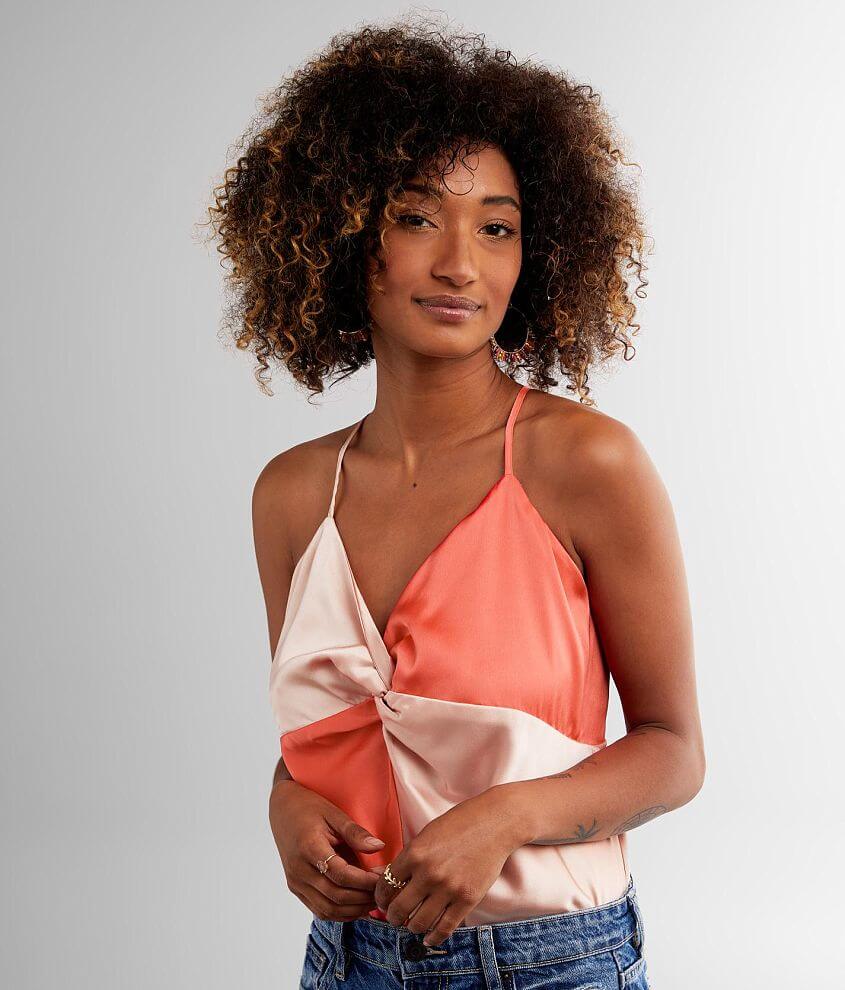 Strut & Bolt Satin Color Block Bodysuit front view