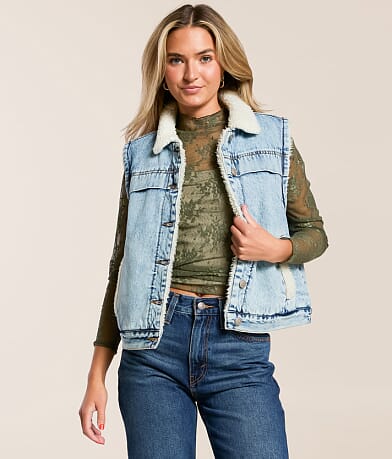 Thread & Supply Sherpa Denim Vest front view