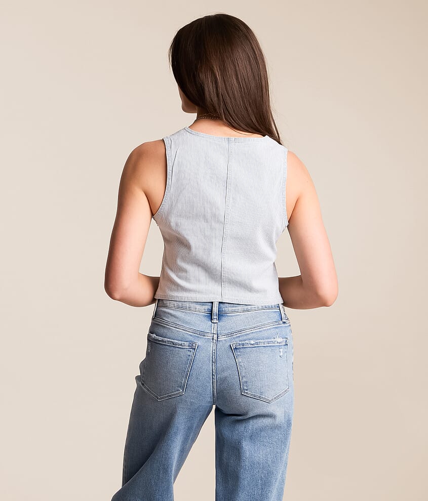 Striped Denim Vest