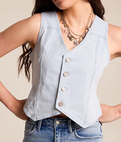Striped Denim Vest thumbnail 4