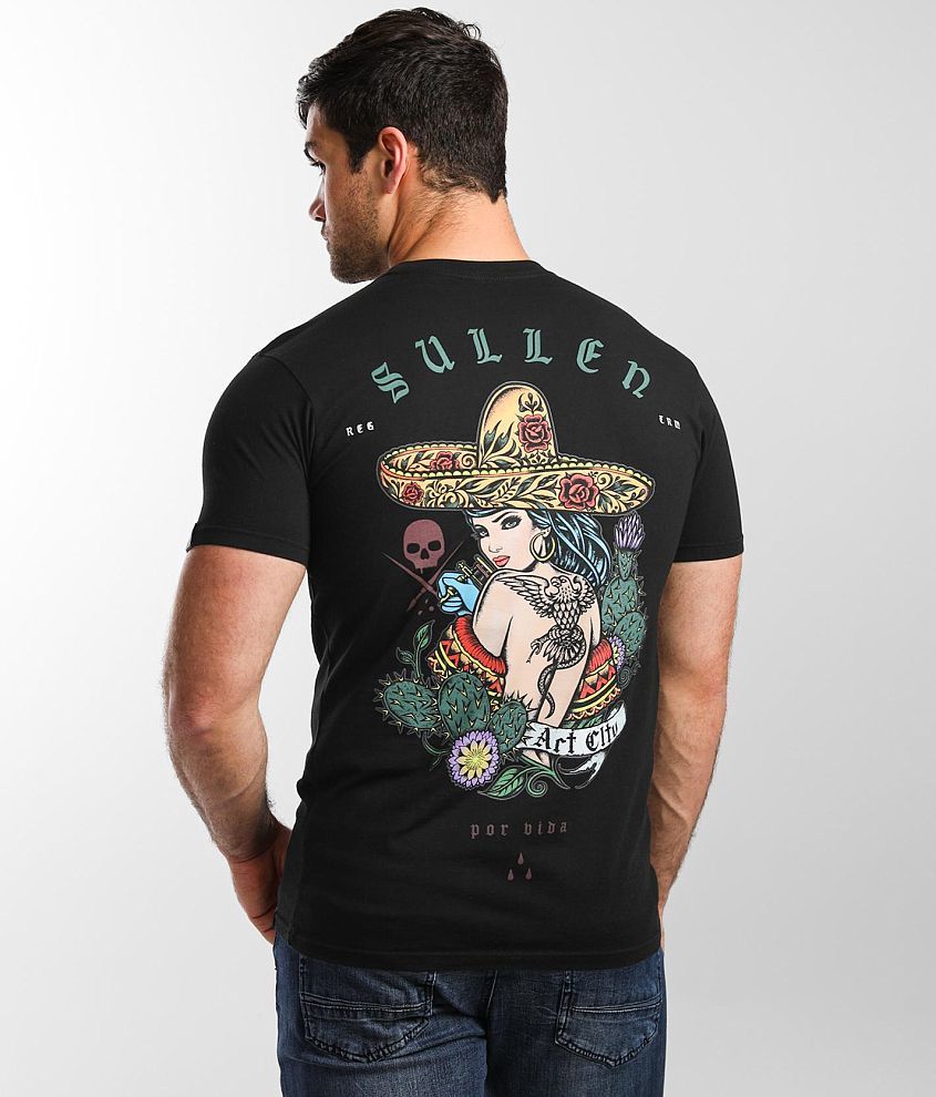 Sullen Cactus Flower T-Shirt - Men's Graphic T-Shirts in Jet Black | Buckle