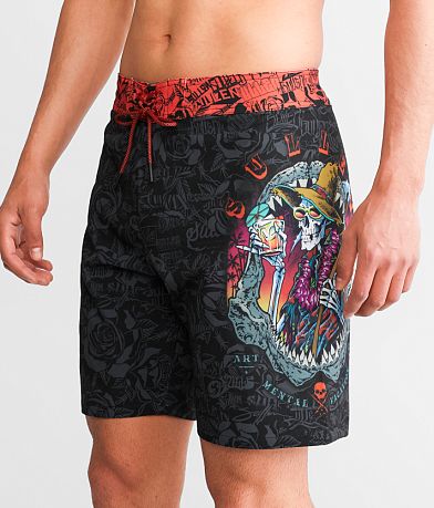 Old Row Golf Stretch Swim Trunks Men s Swimwear in Teal Buckle