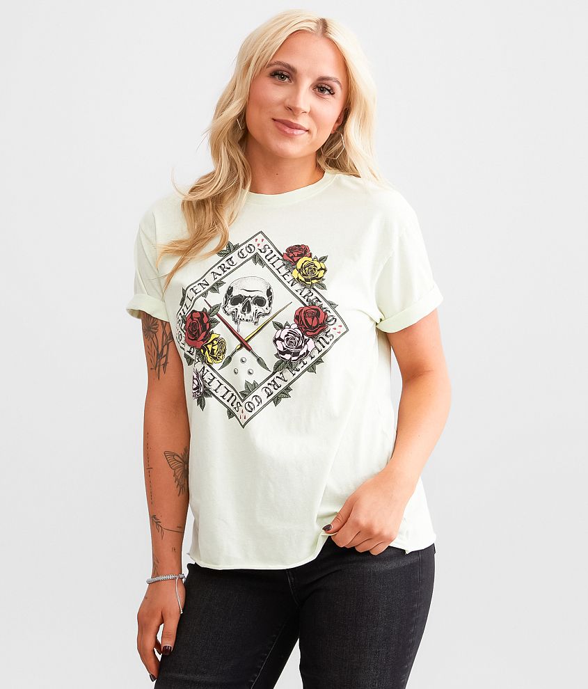 Sullen Angels Floral Badge T-Shirt front view