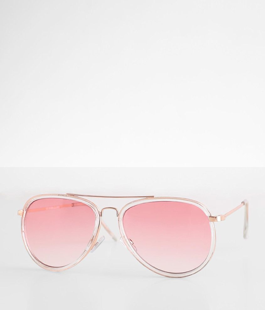 BKE Ribbed Aviator Sunglasses front view