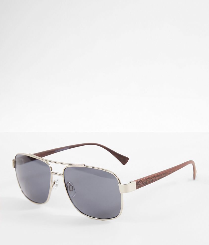 BKE Wood Stem Aviator Sunglasses front view