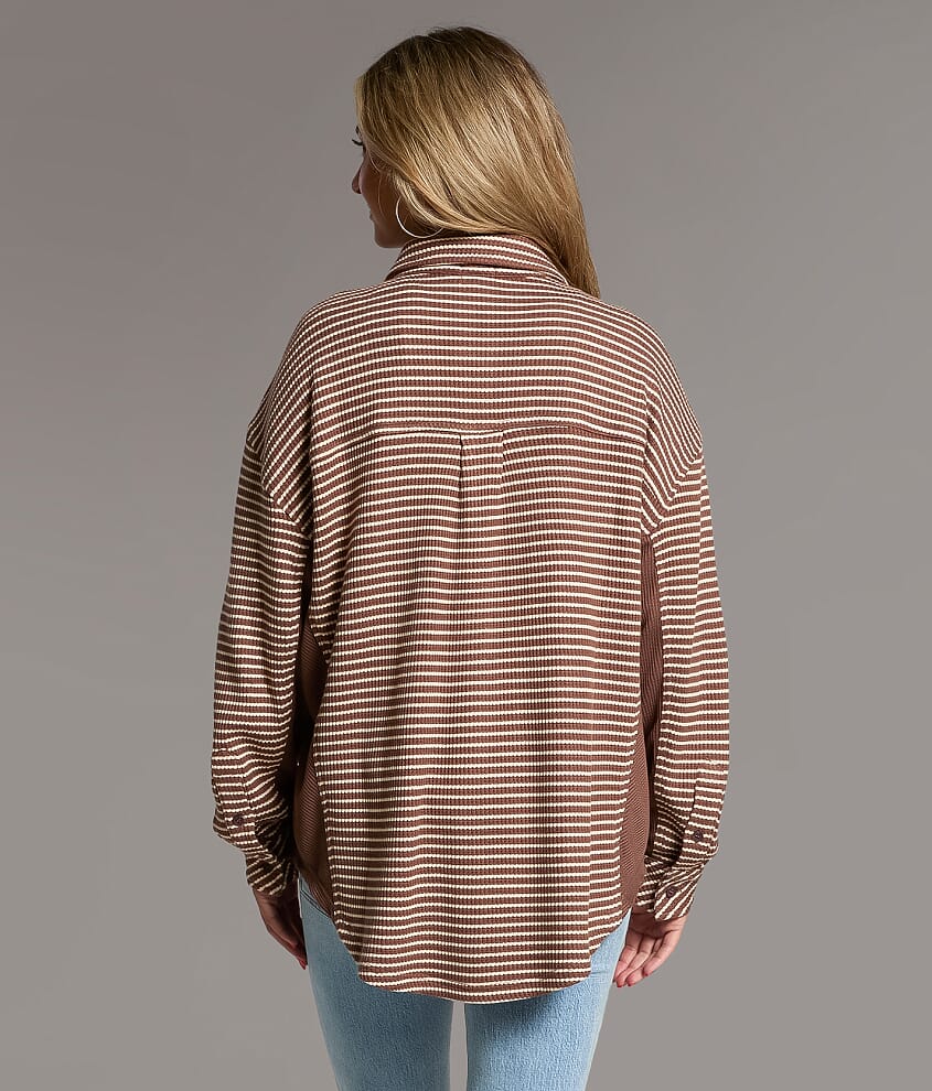 Striped Thermal Boyfriend Shirt - thumbnail 3