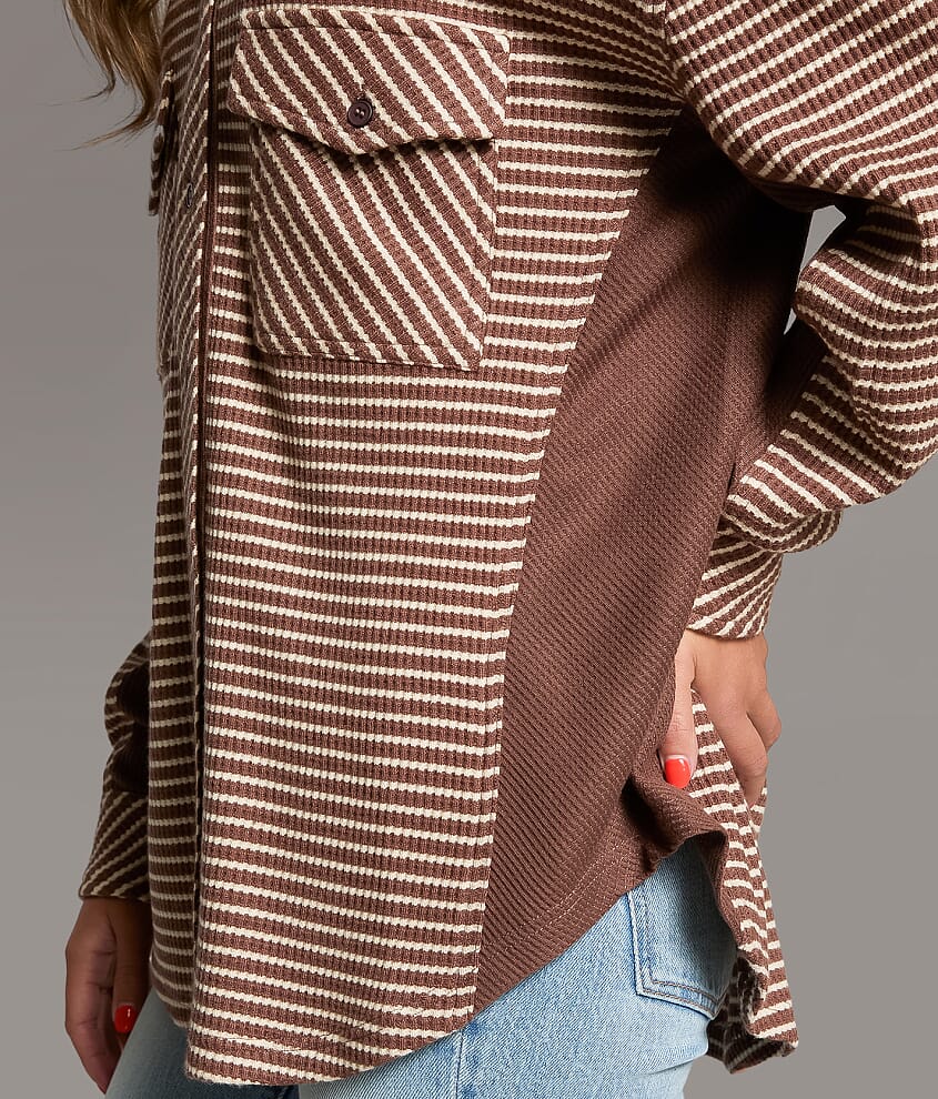 Striped Thermal Boyfriend Shirt - thumbnail 4