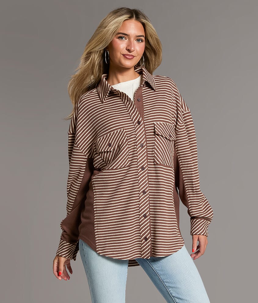 Striped Thermal Boyfriend Shirt - thumbnail 2