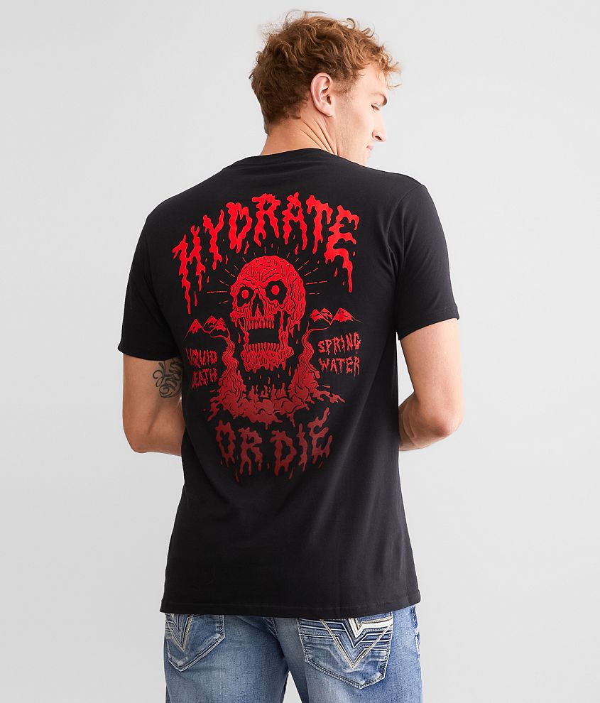 Liquid Death Hydrate Or Die T-Shirt front view