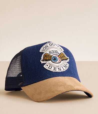 Von Dutch™ Highway Denim Trucker Hat front view
