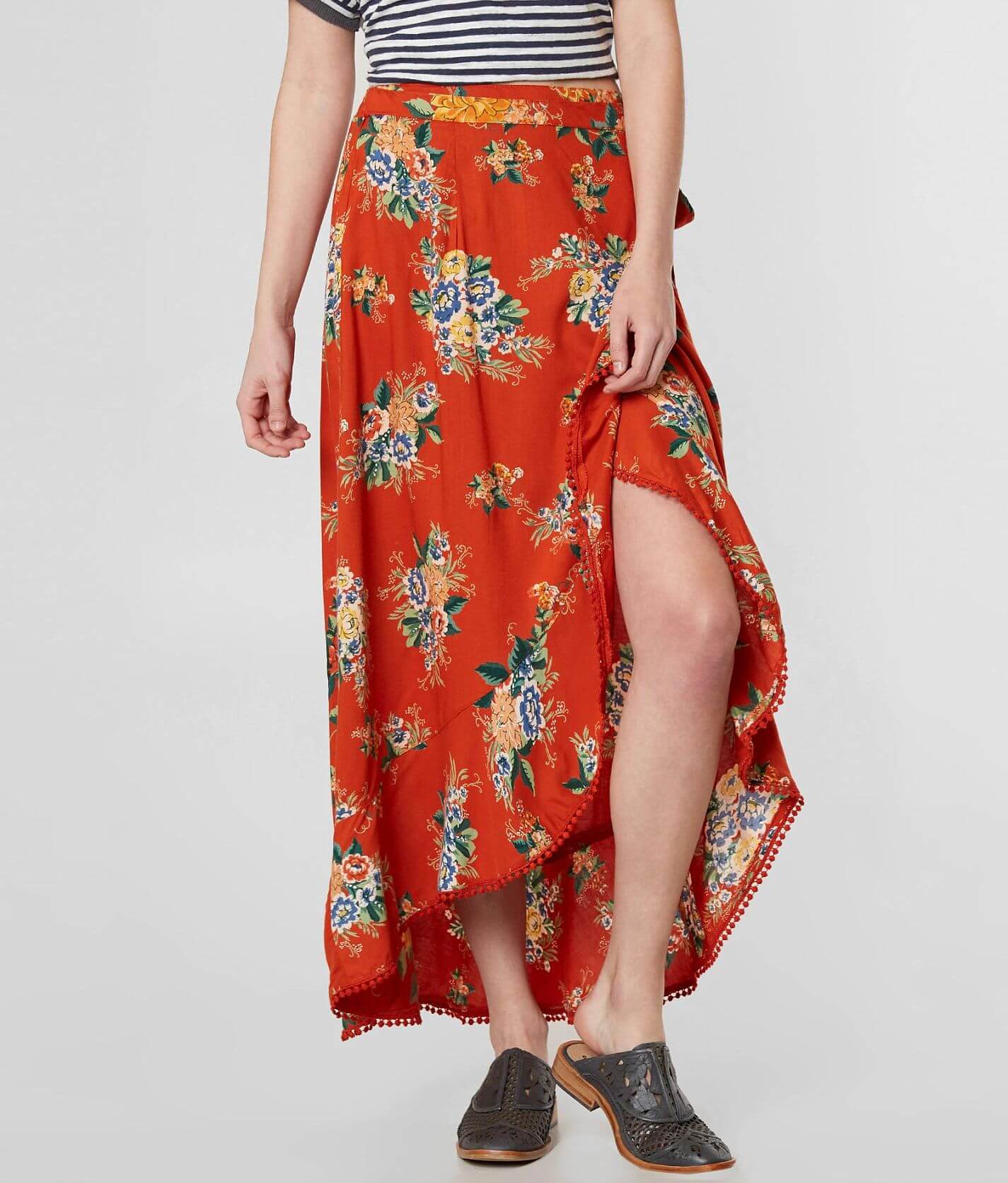 Angie Floral Wrap Maxi Skirt - Women's Skirts in Orange | Buckle