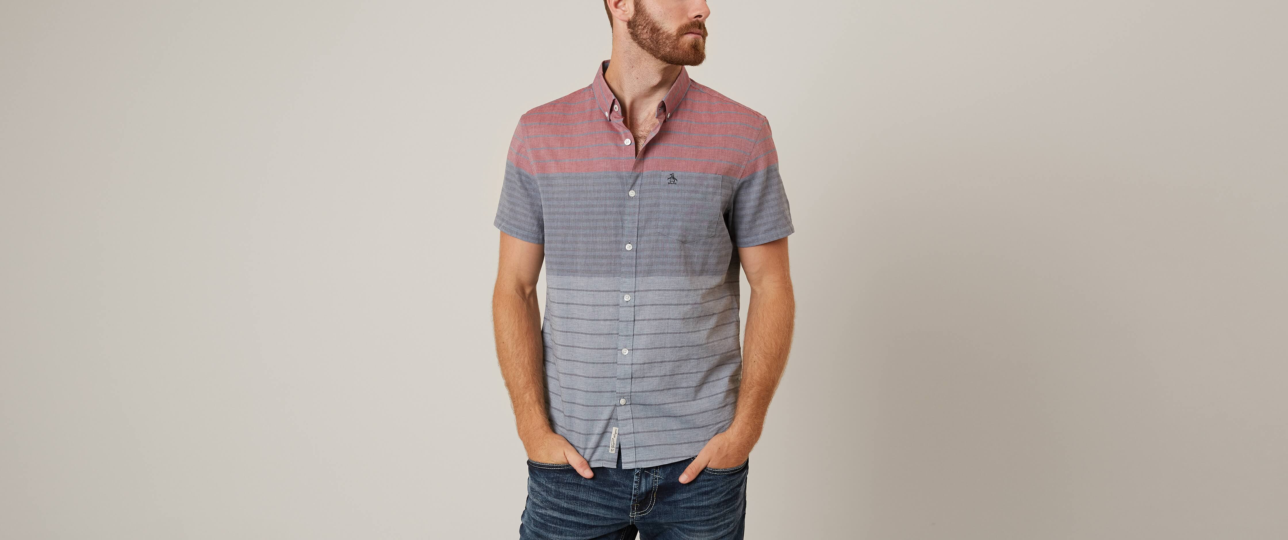 Penguin Color Blocked Shirt - Men's Shirts in 413 Dark Sapphire | Buckle