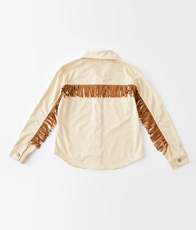 Modish Rebel Girls - Fringe Corduroy Shacket front view