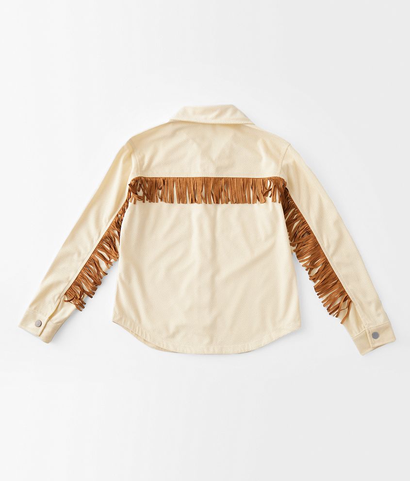 Girls - Modish Rebel Fringe Corduroy Shacket front view