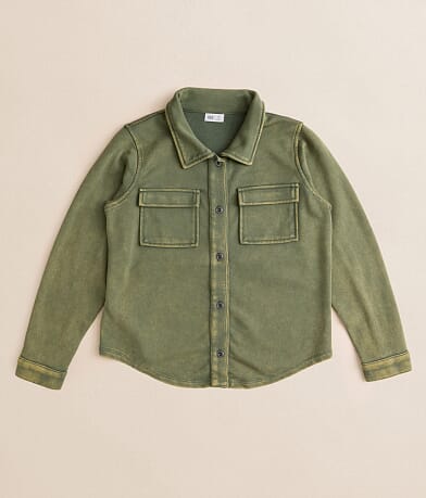 BKE Girls - Washed Denim Knit Shirt front view