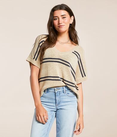 Sweet Lemon Striped Dolman Sweater front view