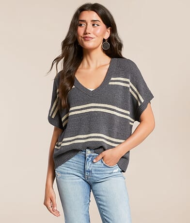 Sweet Lemon Striped Dolman Sweater front view