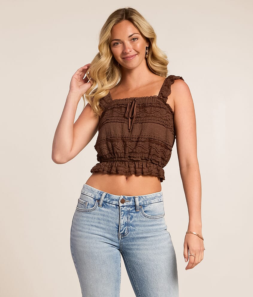 Lace Cropped Tank Top - thumbnail 4