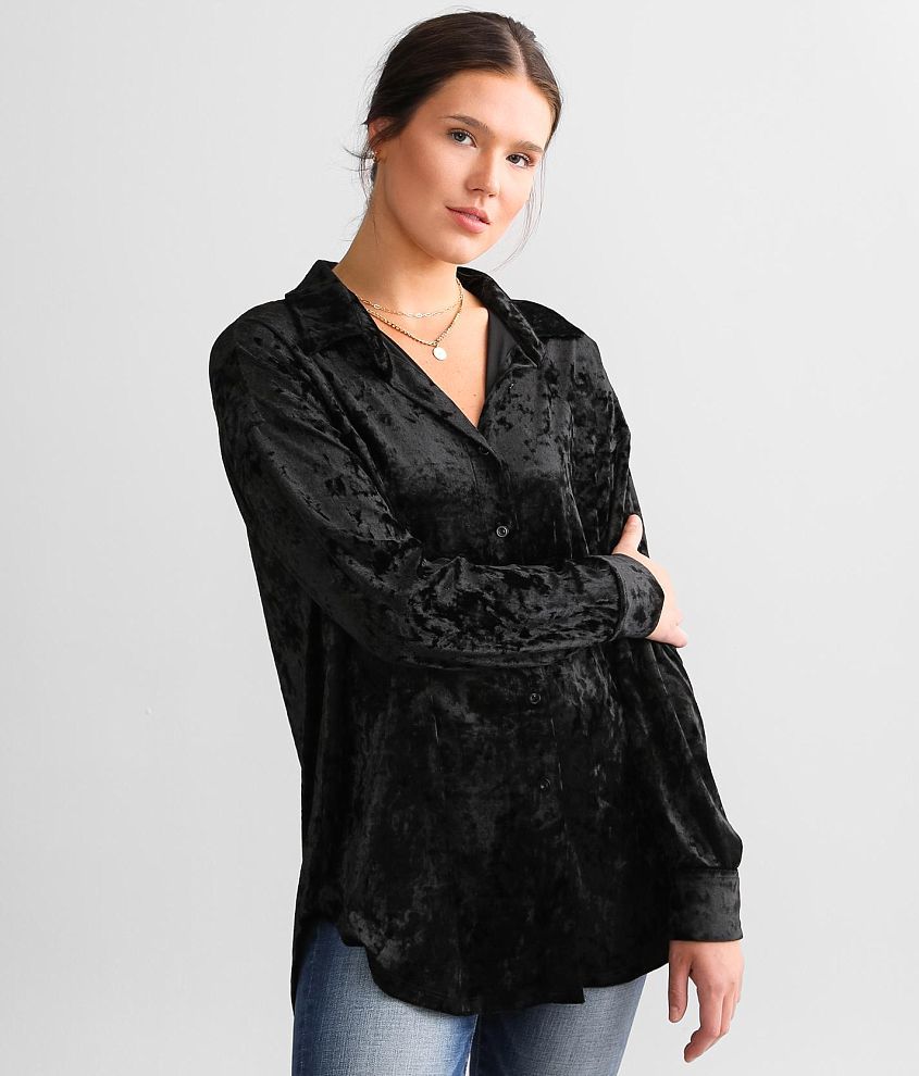 red by BKE Velvet Blouse - Women's Shirts/Blouses in Black | Buckle