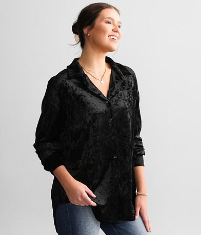 red by BKE Velvet Blouse full right side view