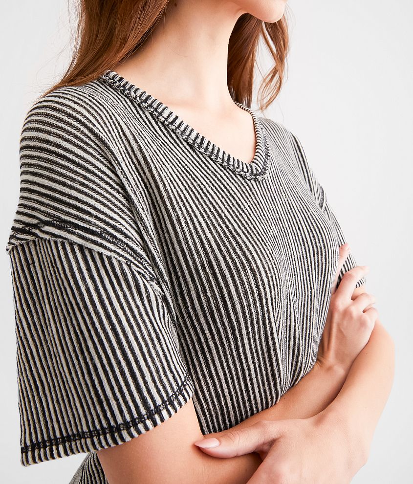 Striped Open Weave Top